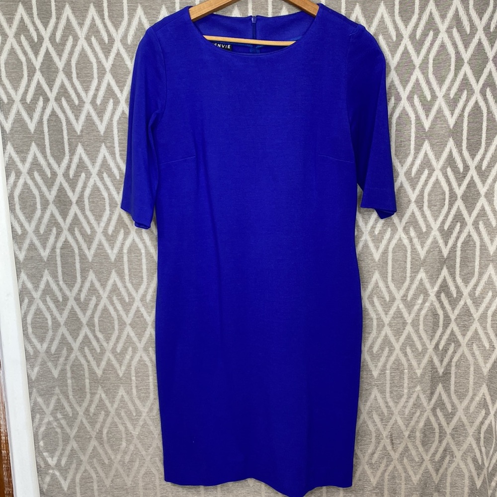 J’ Envie N.Y. Elbow Sleeve Sheath Dress Boatneck Cobalt Blue Size: 6 Like New